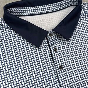 Maelreg Golf Polo Shirt Mens 3XL White Blue Geometric Print Performance Stretch